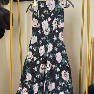 Club Monaco XS Black Floral Boned Corset Jumpsuit Elegant Party Look